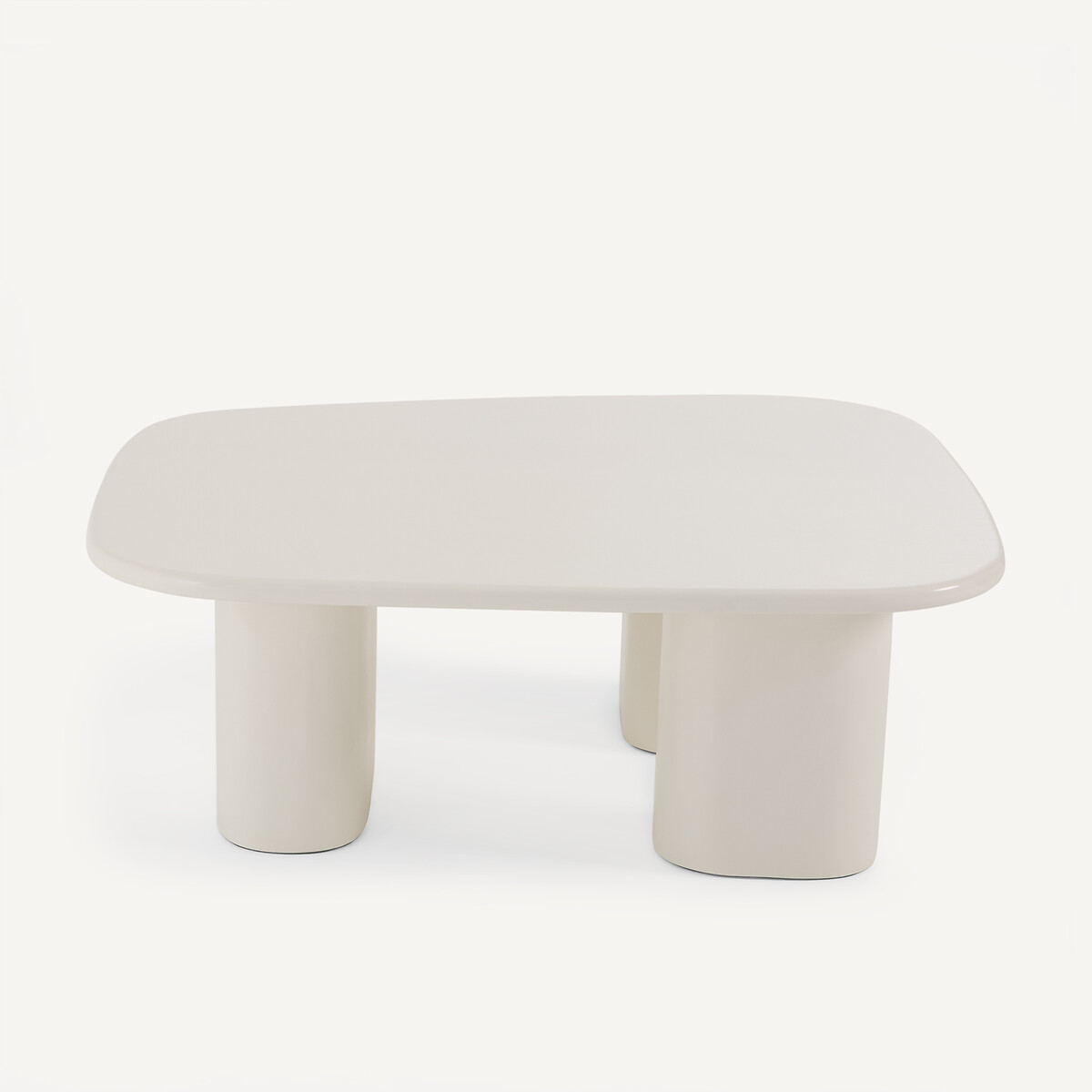 Table basse en acacia massif, hauteur 34,5 cm, OREUS blanc ecume, AM.PM