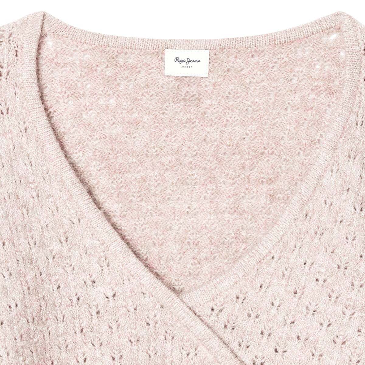Pull Ajouré Col V violette de raisin, PEPE JEANS