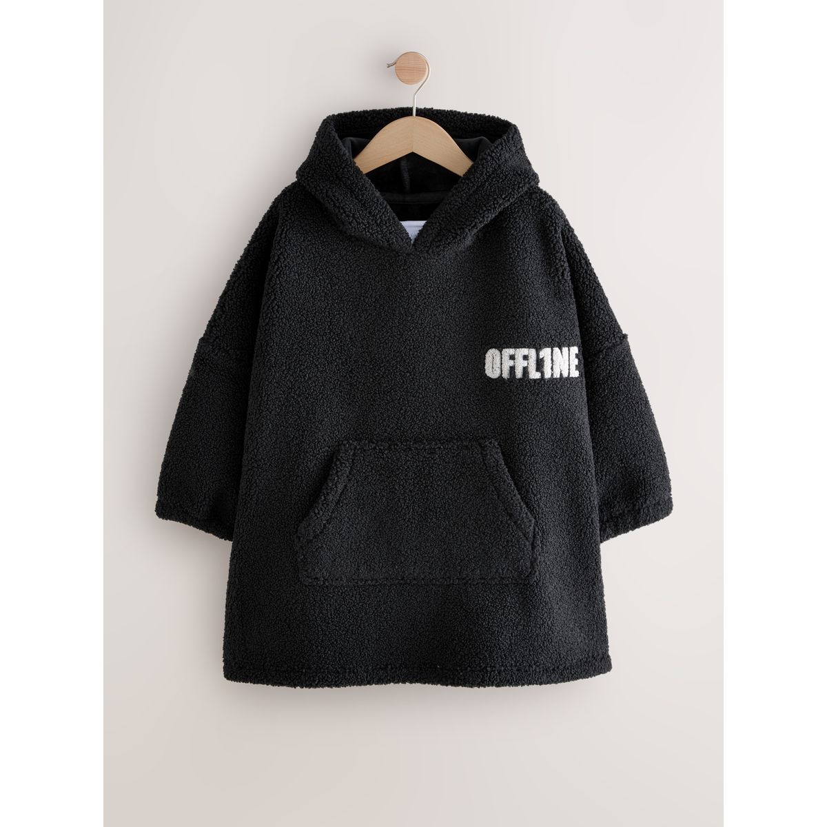 Poncho en polaire noir hors ligne, NEXT