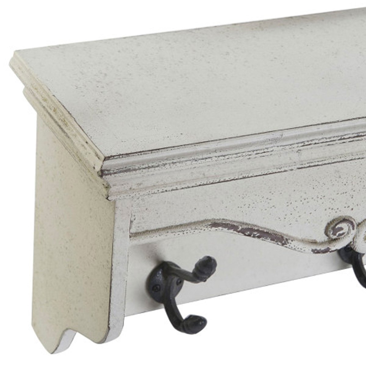 Portemanteau mural bois blanc avec étagère 85x18x25cm blanc, WADIGA