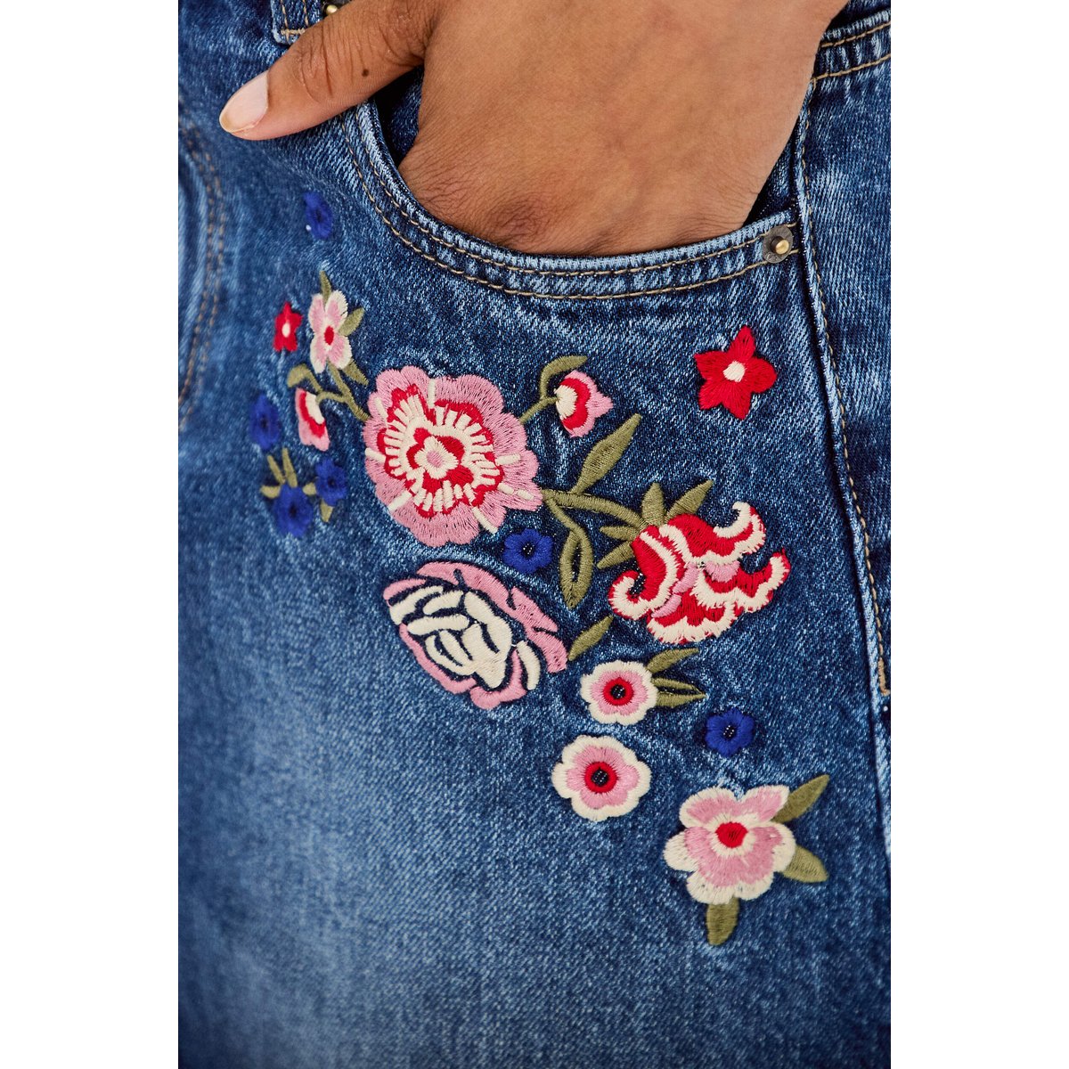 Jupe droite courte en jean denim stone, CACHE CACHE