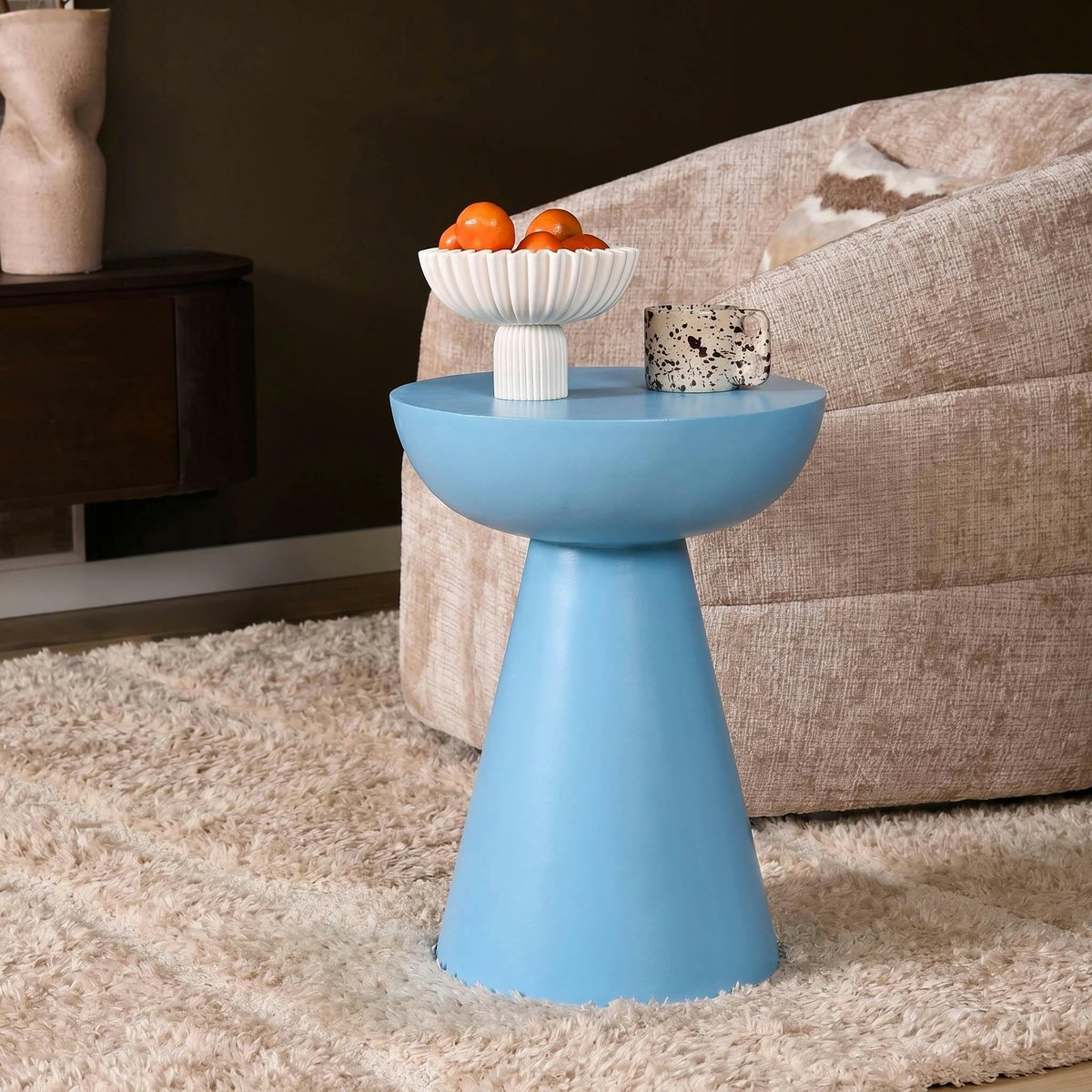 Bout de canapé design 42 cm DUOMO bleu, PIER IMPORT