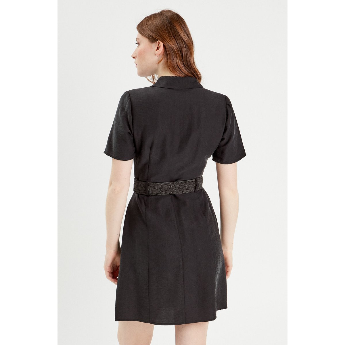 Robe trapèze ceinturée noir, CACHE CACHE
