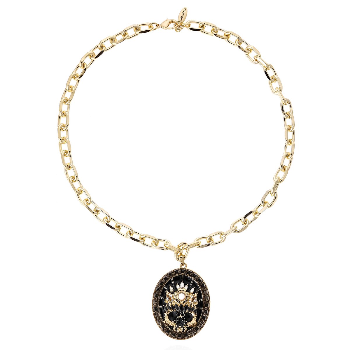 Collier en chaîne avec pendentif central ICONIC noir, HIPANEMA