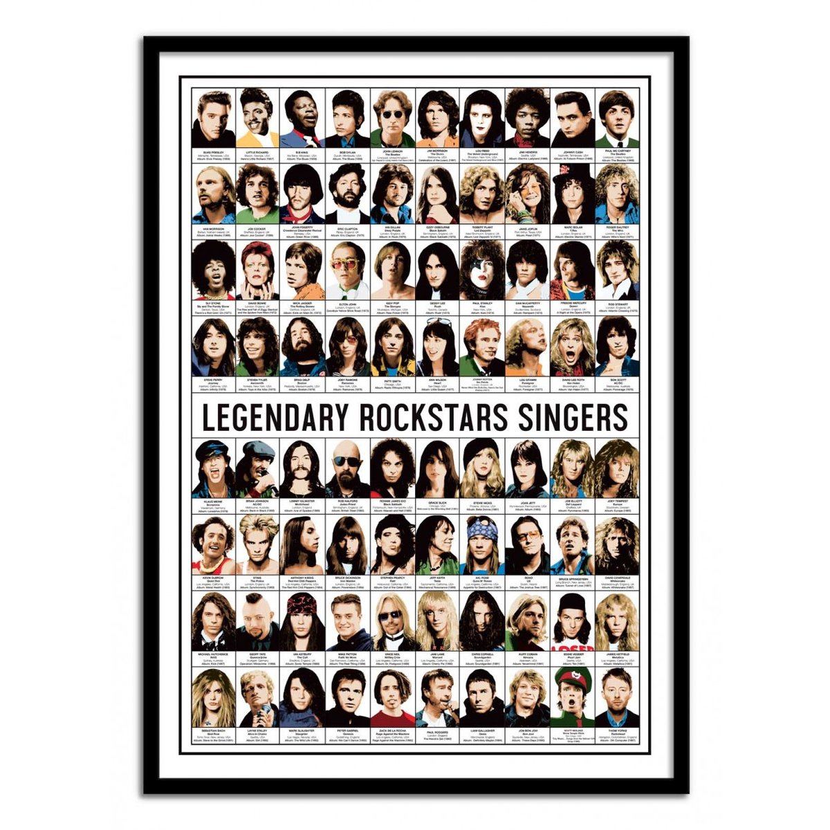 Affiche d'art - Legendary Rockstars Singers - Olivier Bourdereau affiche d'art, WALL EDITIONS