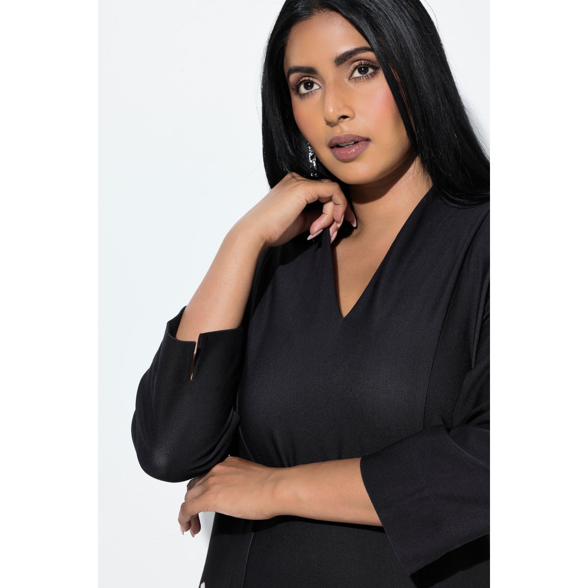 Robe midi point de Rome, coupe évasée noir, ULLA POPKEN