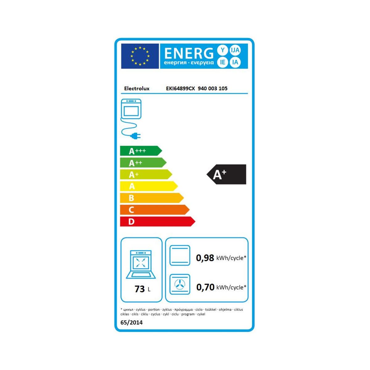 Cuisinière induction EKI64899CX couleur unique, ELECTROLUX