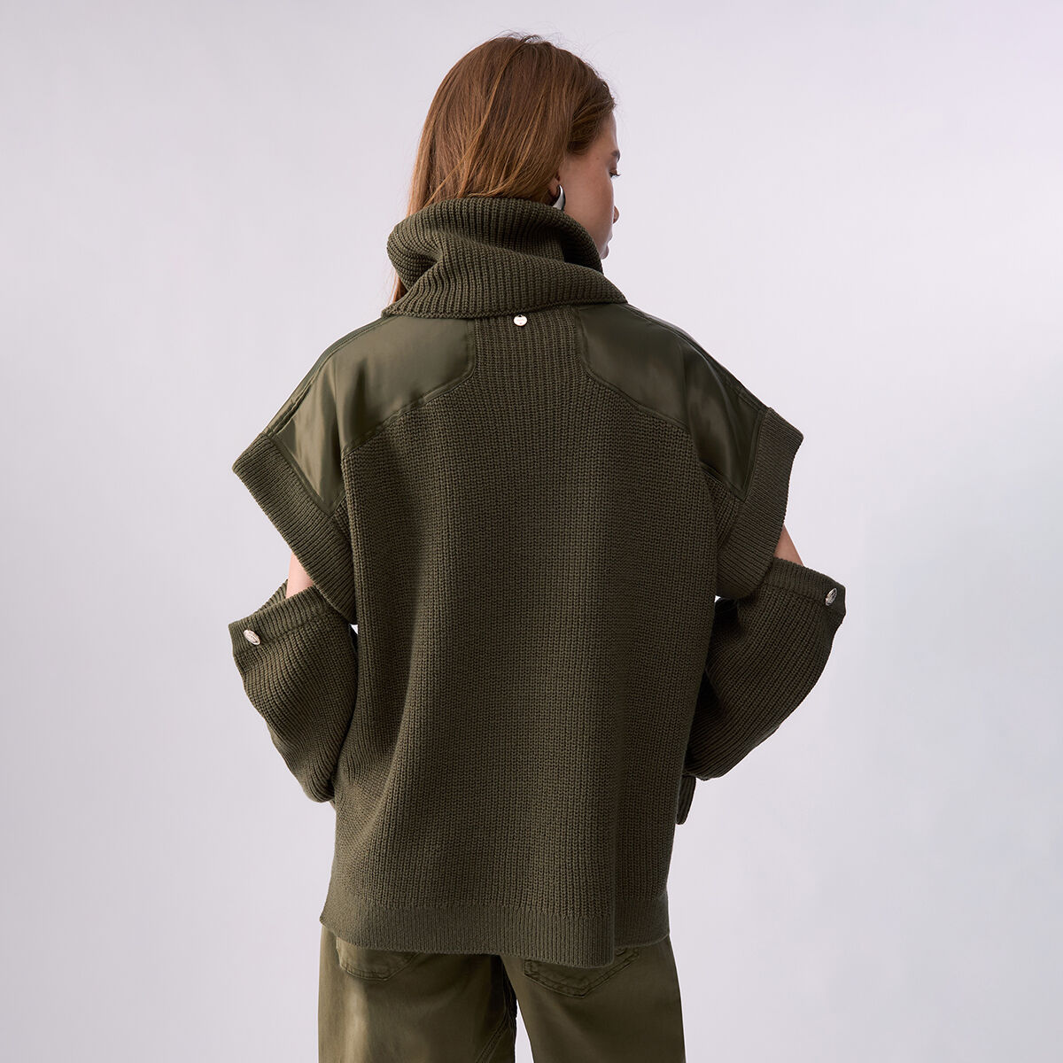 Pull Col Roulé avec Découpes vert, LIU JO