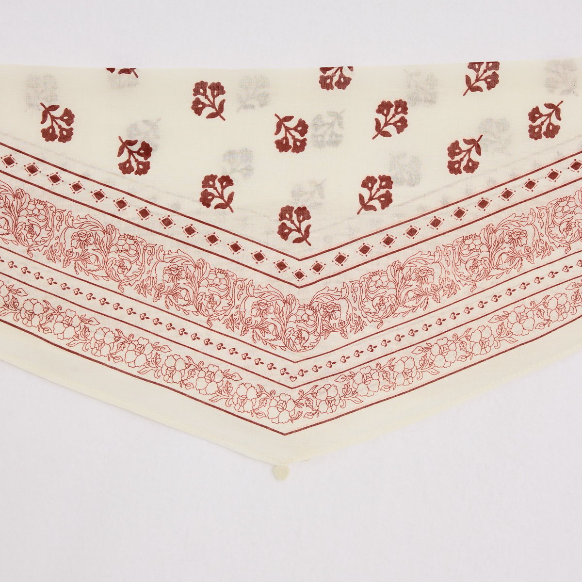 Foulard imprimé fleuri blanc cassé ecru, GRAIN DE MALICE