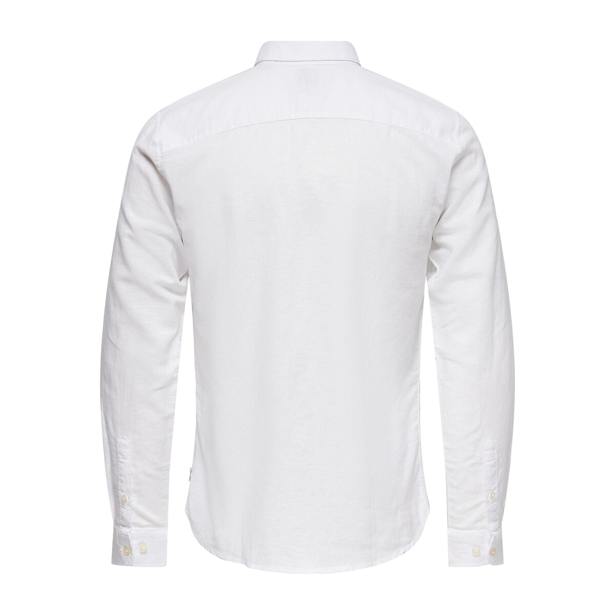 Cotton/Linen Shirt in Slim Fit white, ONLY & SONS