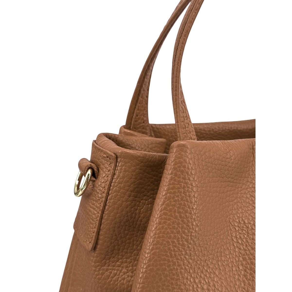 Sac à main en cuir grainé italien BUBBLE cognac, OH MY BAG