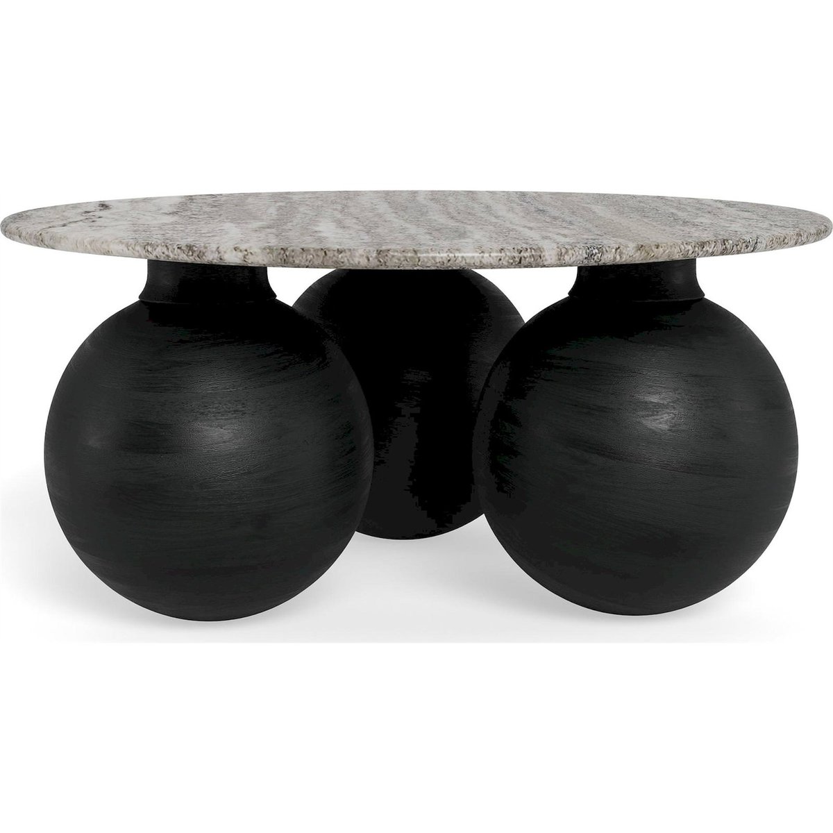 Table basse ronde collection KONYA gris marbre et noir, RECOLLECTION
