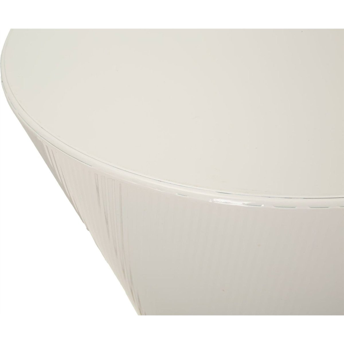 Table basse ronde en métal forme sablier blanc brillant, RECOLLECTION