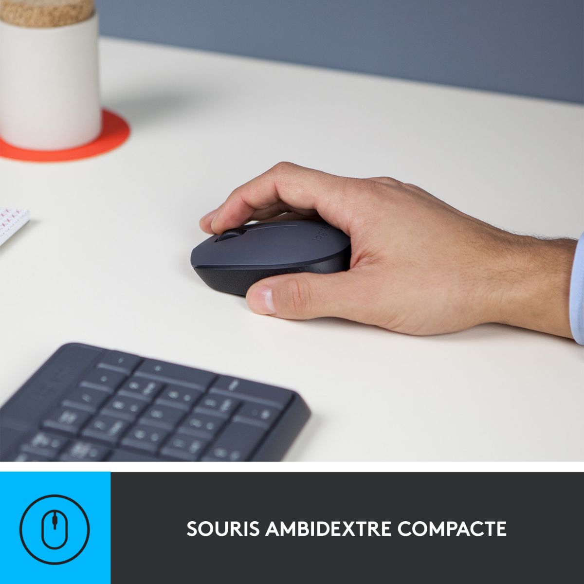Clavier + Souris MK235 sans fil silencieux gris, LOGITECH