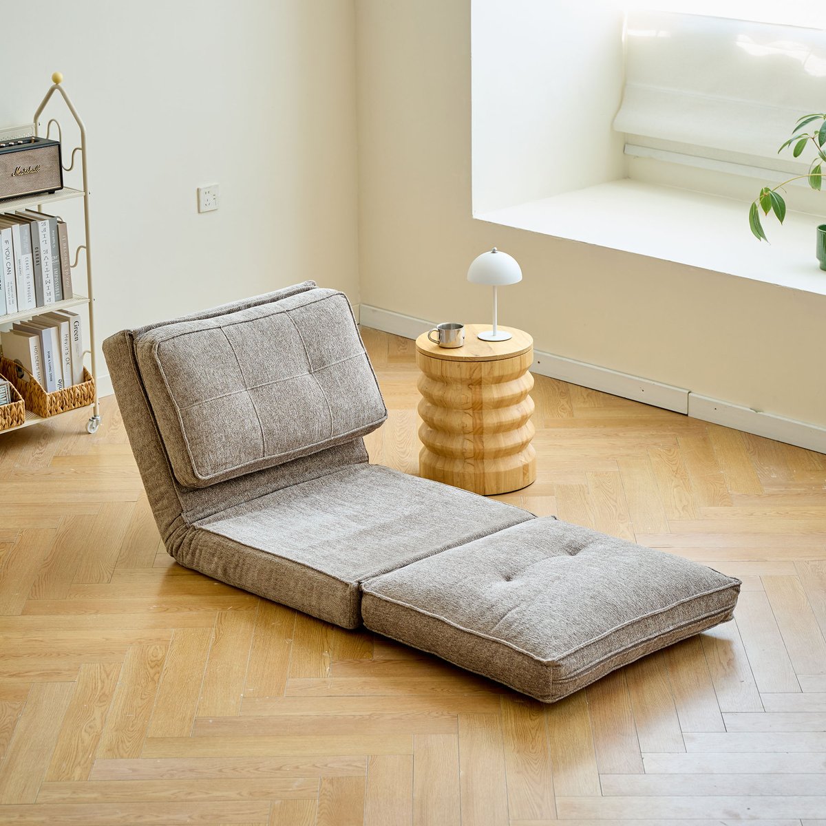 Fauteuil chauffeuse convertible en tissu, BRAGA gris, NORDLYS