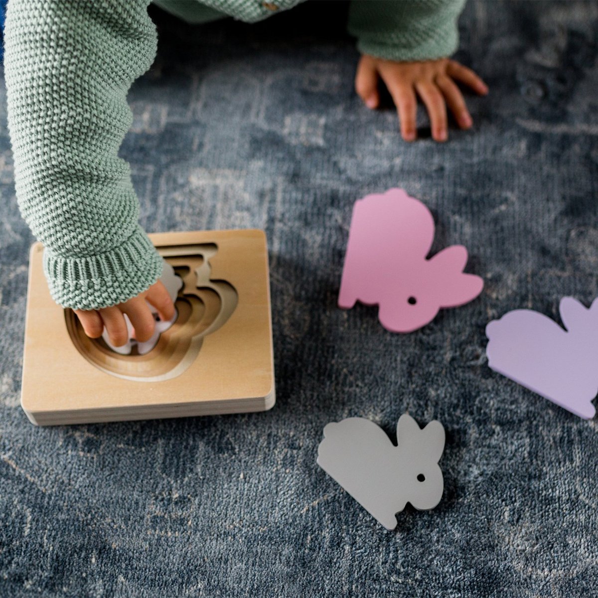 Jeu' de'eveil - Puzzle animaux lapin couleur unique, KINDSGUT