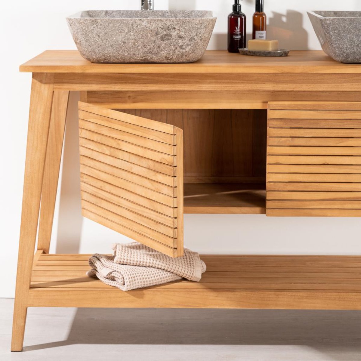 Meuble en teck rectangle 140 SCANDINAVE naturel, WANDA COLLECTION