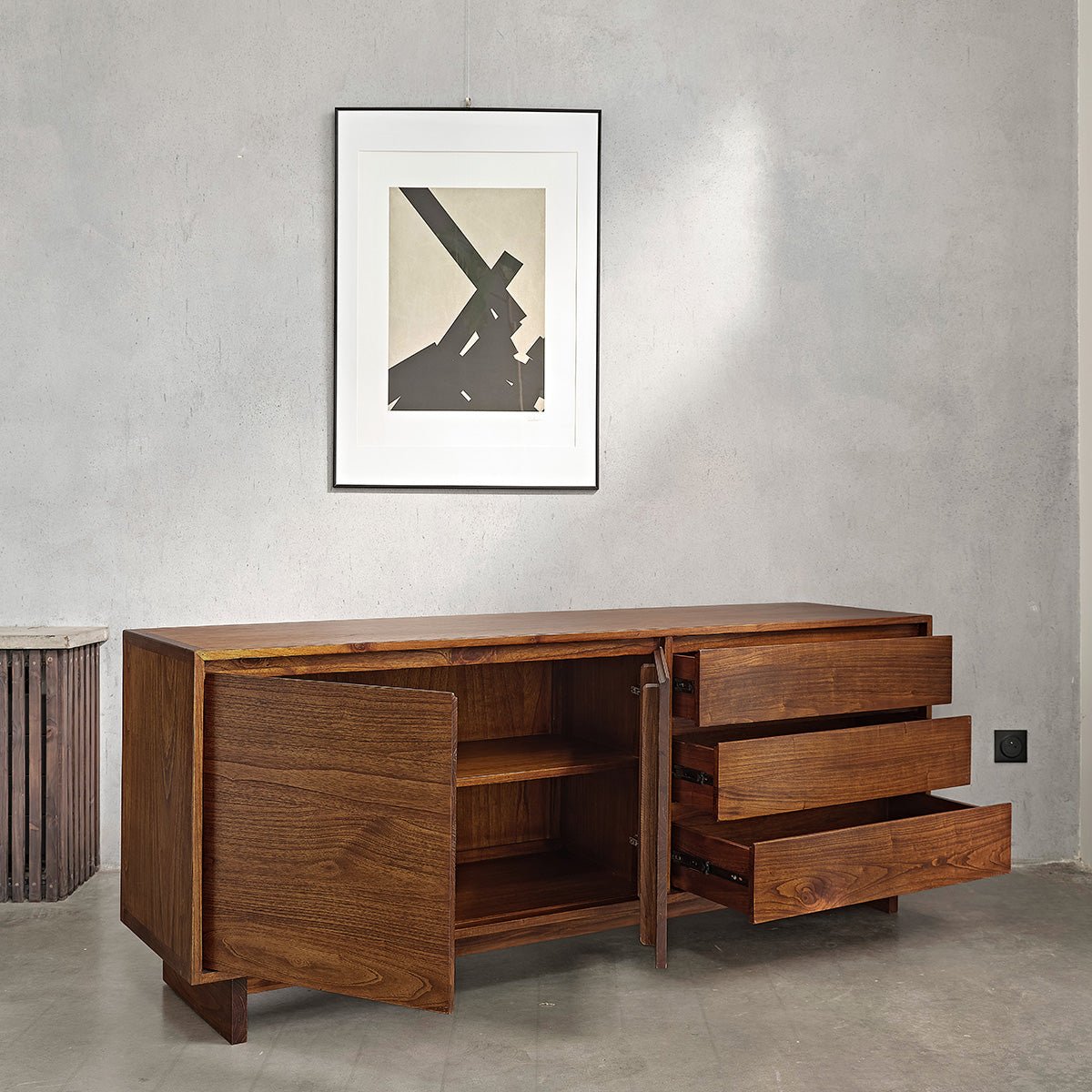 Commode en bois massif finition noyer 180 cm  MILO marron, BERAH GETAH