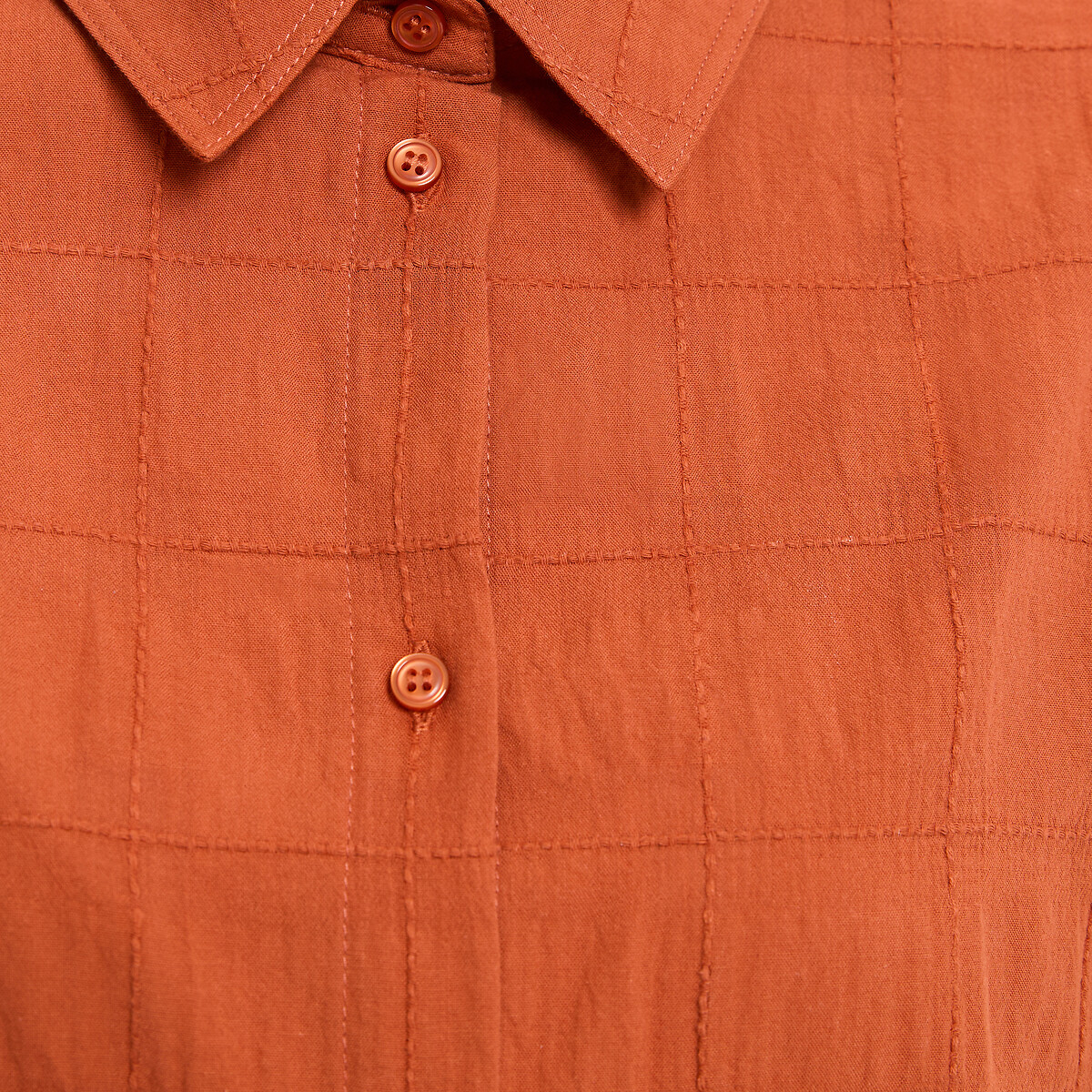 Camisa larga, mangas curtas castanho ferrrugem, LA REDOUTE COLLECTIONS