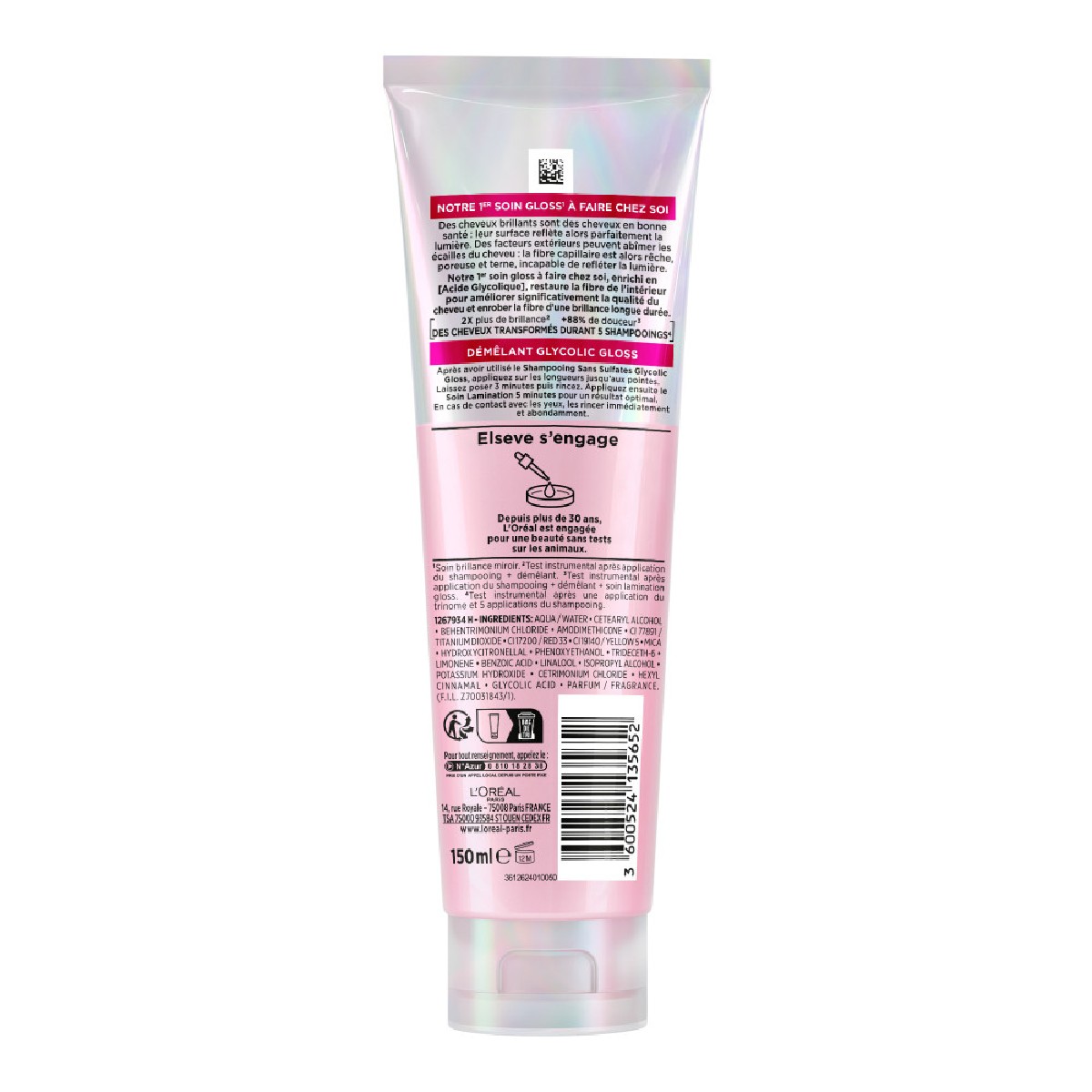 Routine Cheveux Ternes Elseve Glycolic Gloss couleur unique, L'OREAL PARIS