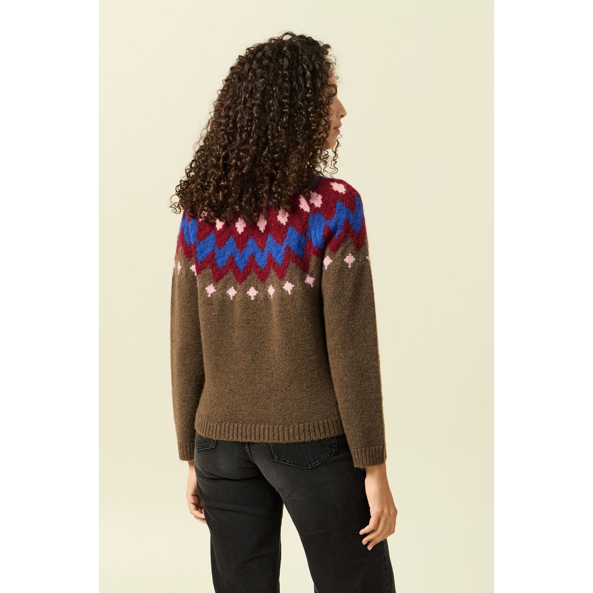 Pull col rond manches longues vert kaki, BONOBO
