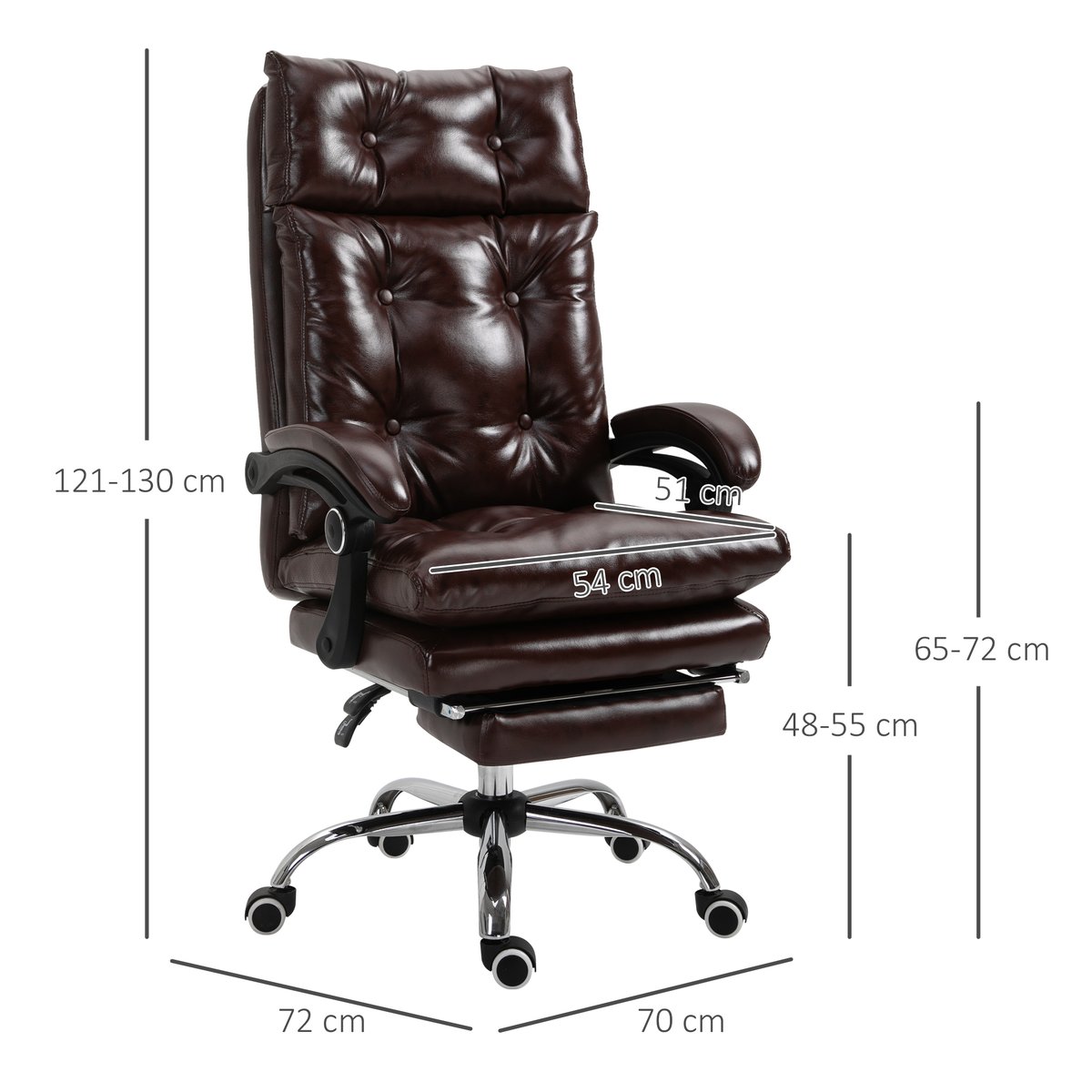 Chaise de bureau Polyuréthane Marron marron, HOMCOM
