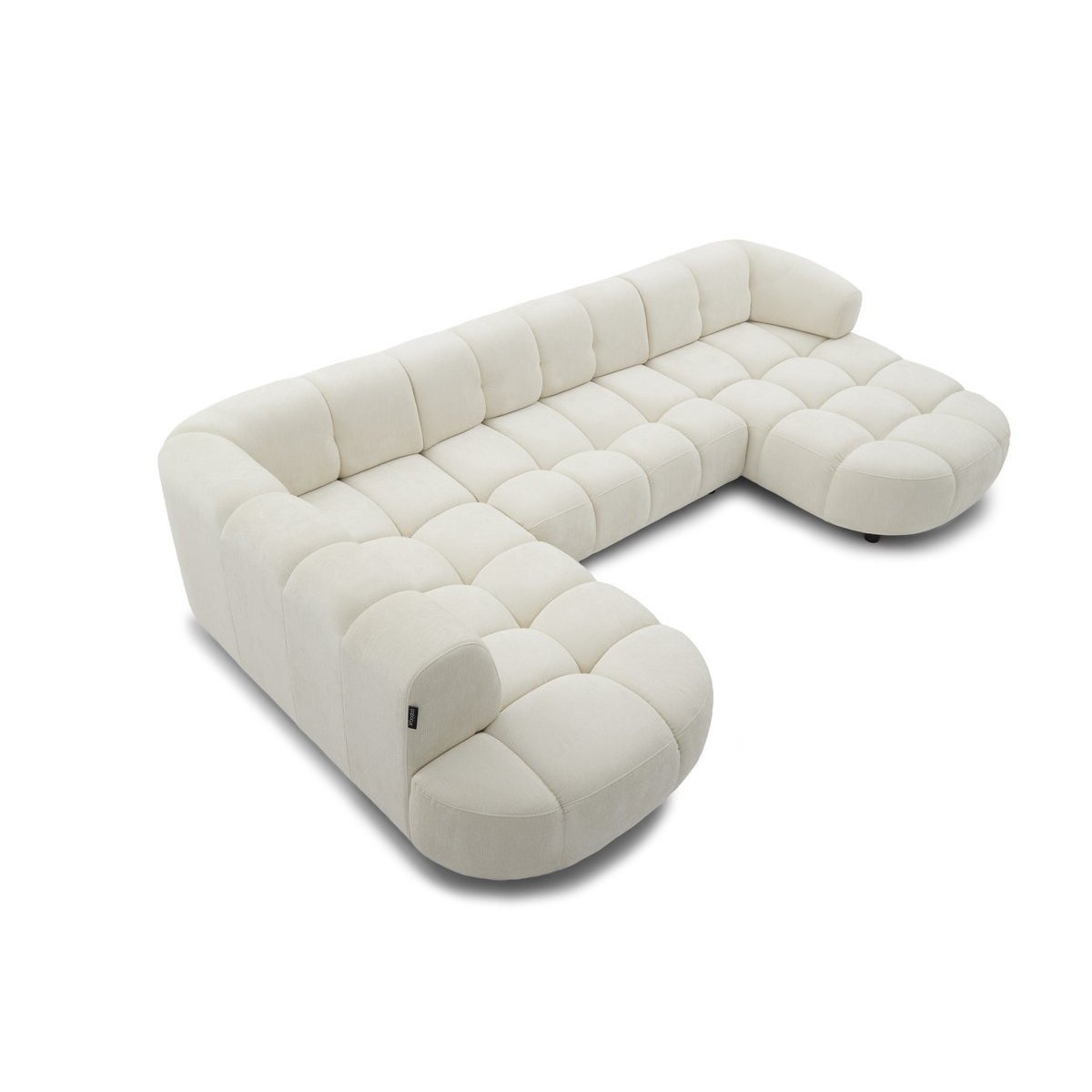 Canapé d'angle convertible places en tissu chenille, LOVELY beige, BOBOCHIC
