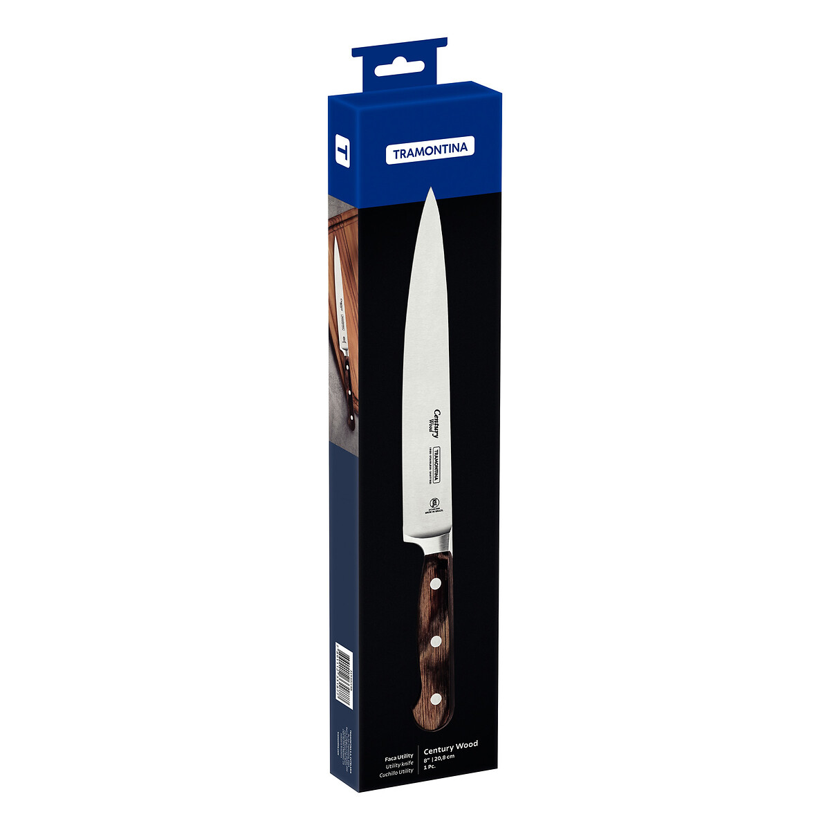 Faca Utility Century Wood 8", Tramontina madeira, TRAMONTINA