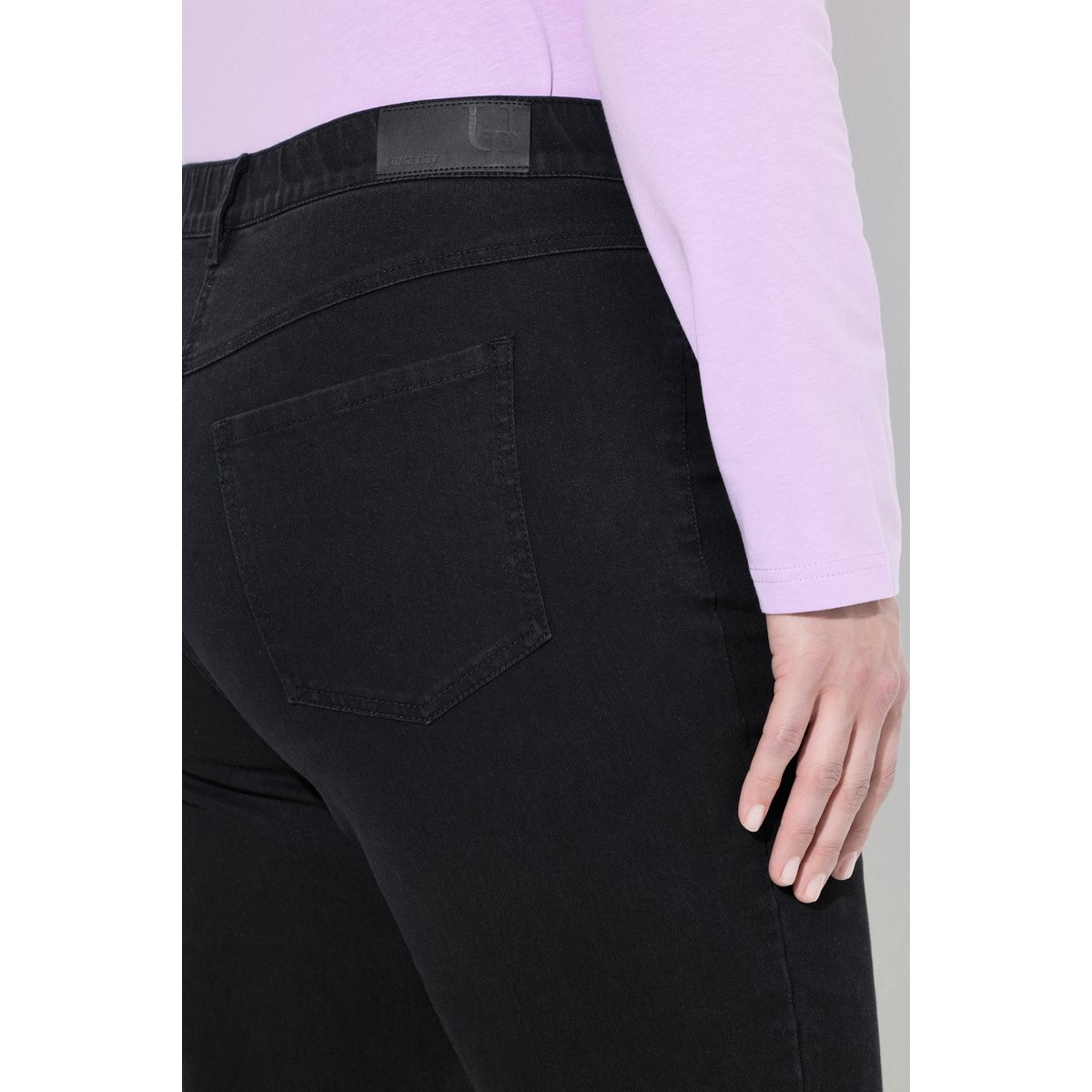 Jean Mia en denim stretch, taille confortable noir, ULLA POPKEN