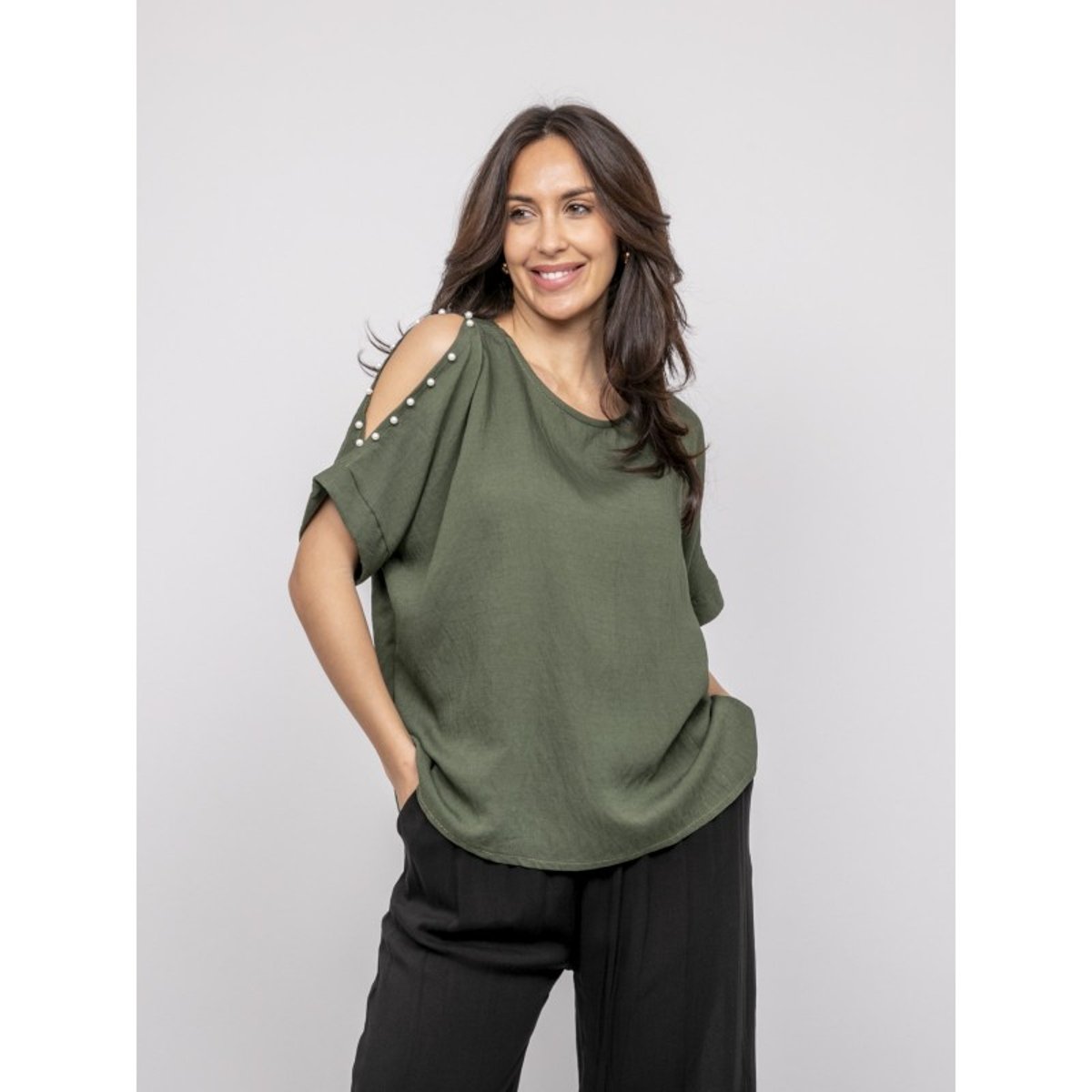 Top Manches Courtes Fizia kaki, DONA LISA