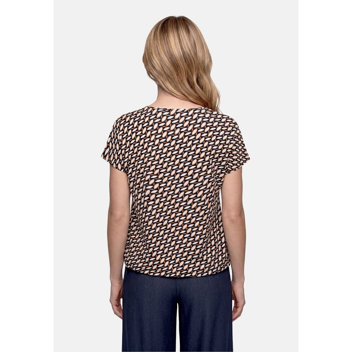 Haut imprimé à encolure en v dark blue/brown, BETTY BARCLAY