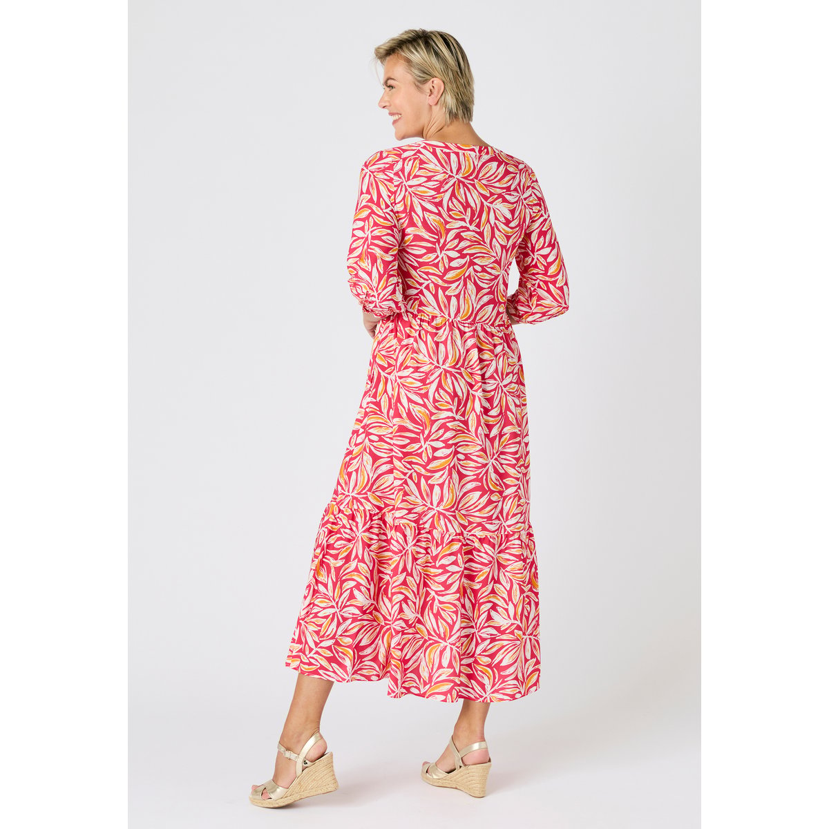 Robe à étages CLIMATYL blanc rose feuillage, DAMART