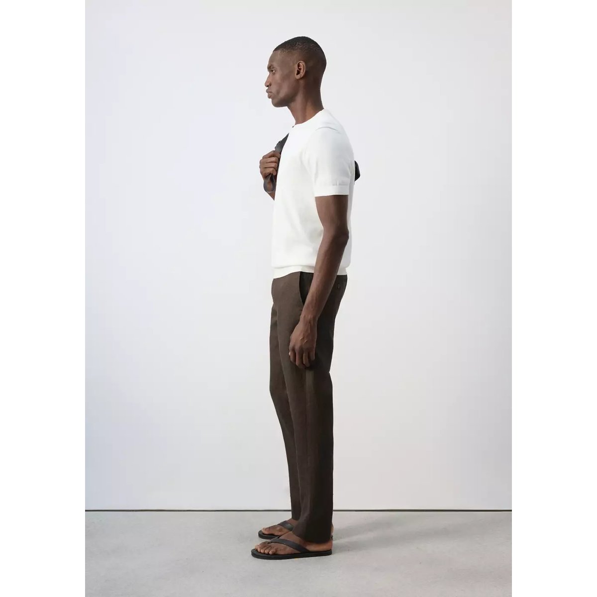 Pantalon 100 % lin slim fit chocolat, MANGO MAN