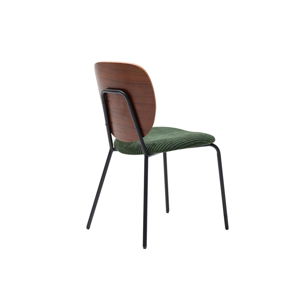 Lot de 2 chaises de salle à manger en bois, métal et velours côtelé, ORUM vert, NORDLYS