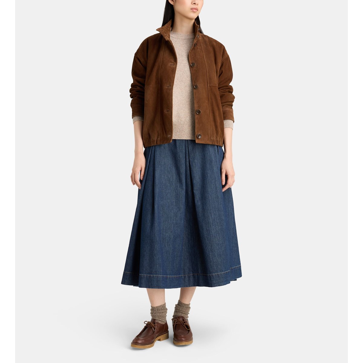 Blouson droit oriane nubuck marron écureuil, JODHPUR