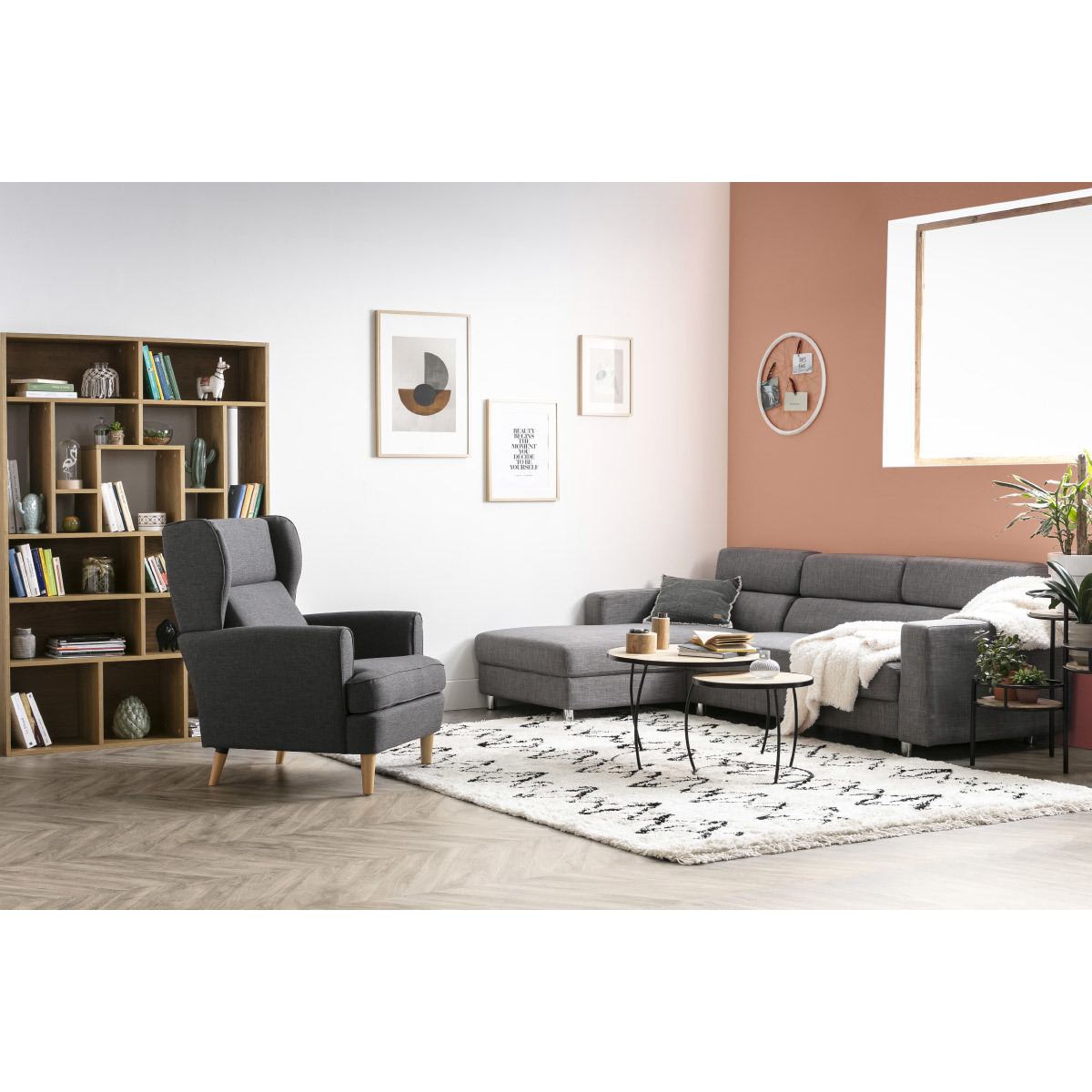 Tables basses gigognes rondes bois manguier massif (lot de 2) BARREL bois clair / noir, MILIBOO