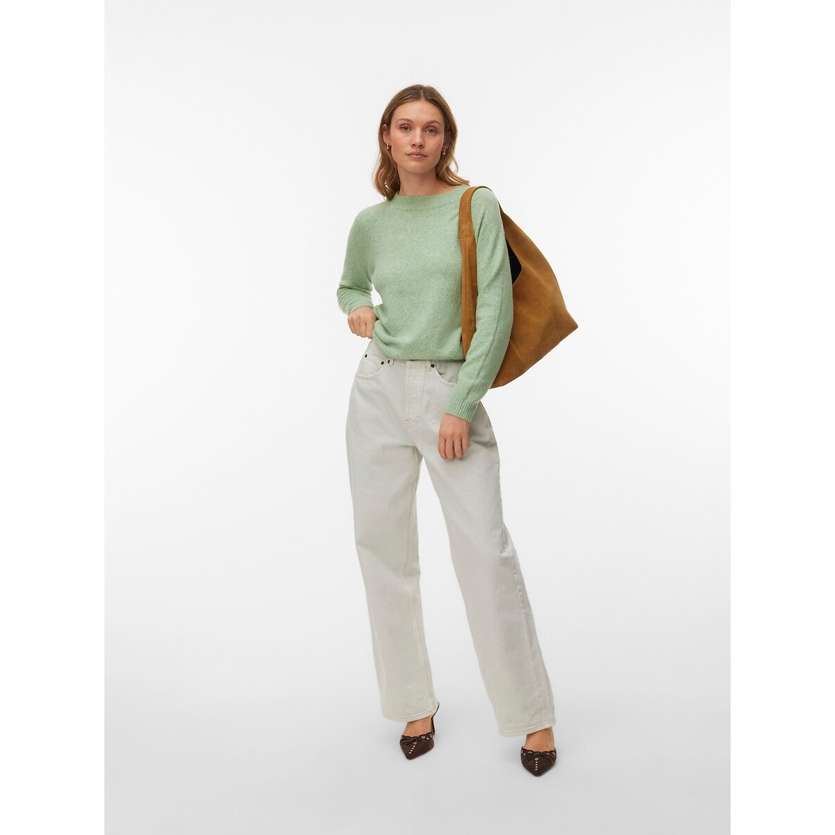 Pull en maille mousseuse vert pâle, VERO MODA