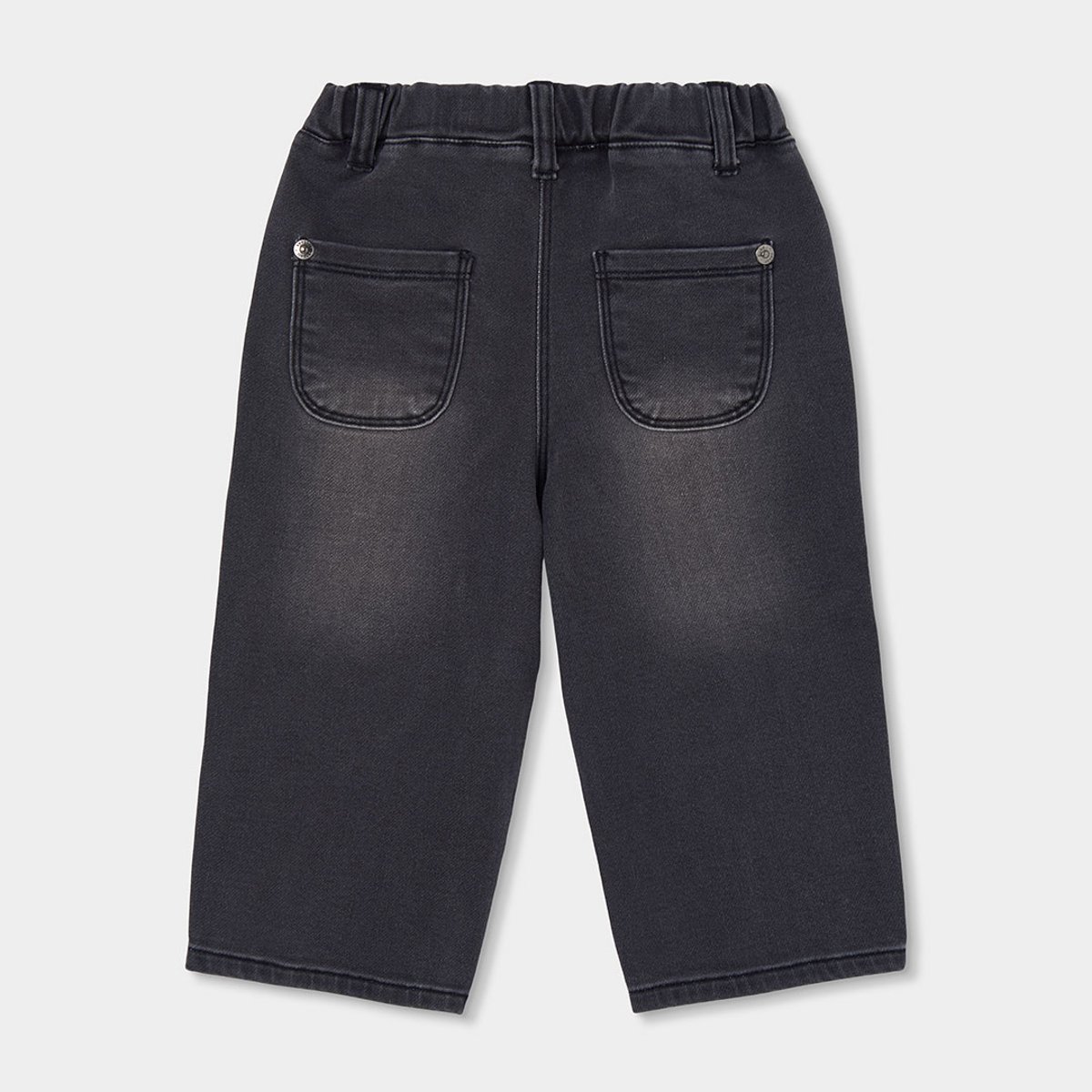 Pantalon denim fille brodé de fleurs noir, BOBOLI