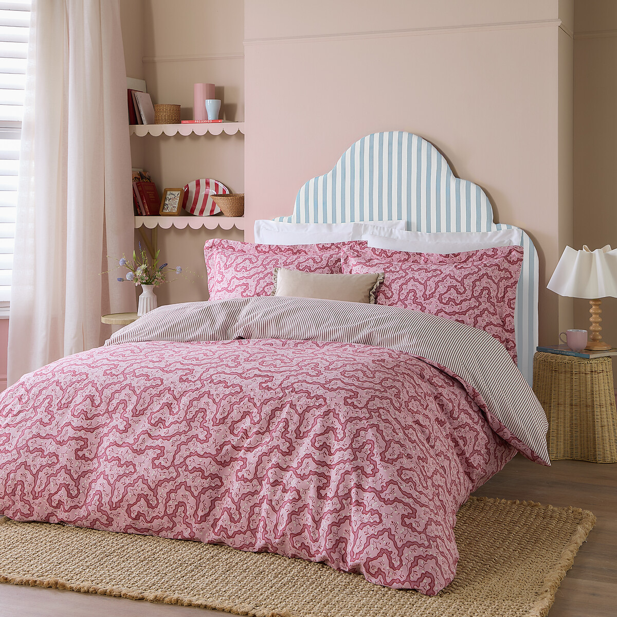 Brianna Floral 100% Cotton Duvet Cover and Pillowcase Set cherry, WYLDER