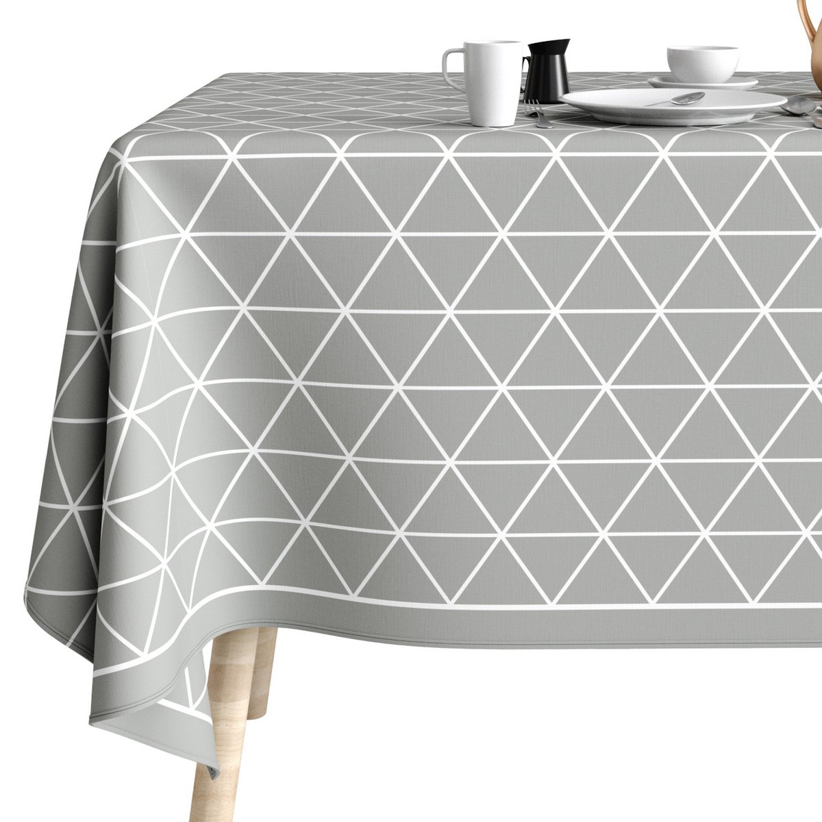 Nappe rectangulaire anti tache Coton Trina gris, EDEN