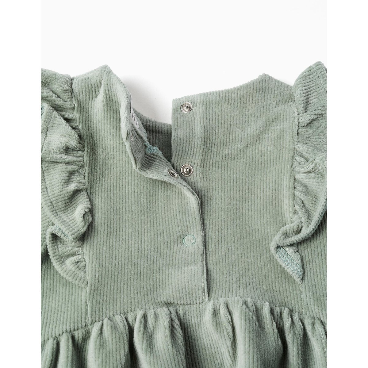Robe en velours côtelé à manches longues avec volants vert, ZIPPY
