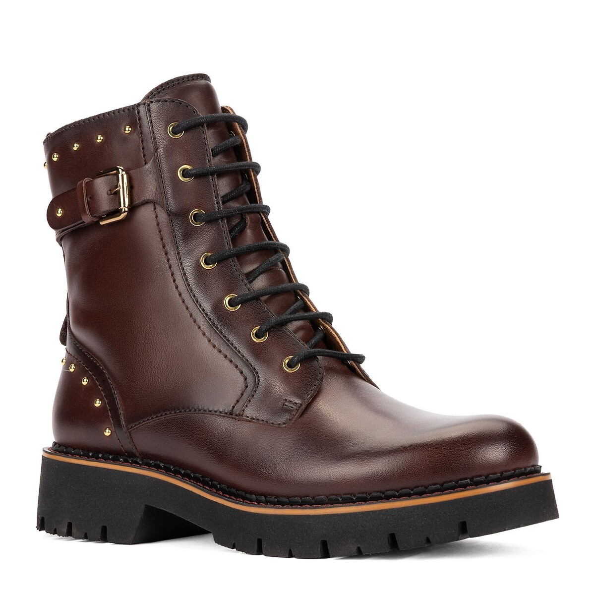 Schnürstiefel aus Leder mit Nieten, VICAR dunkelbraun, PIKOLINOS