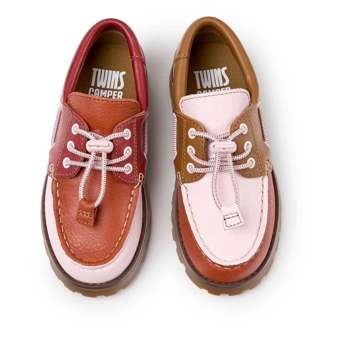 Derbies Compas Twins Smooth Leather rose rouge 008, CAMPER