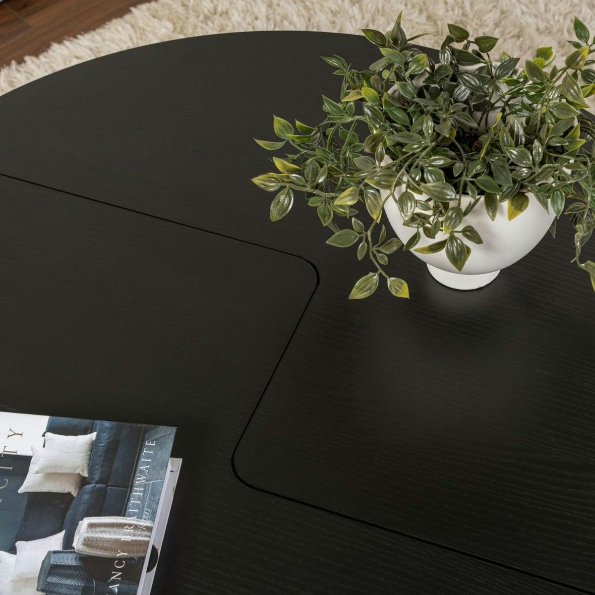 Table basse ronde - design puzzle MARFA noir, PIER IMPORT