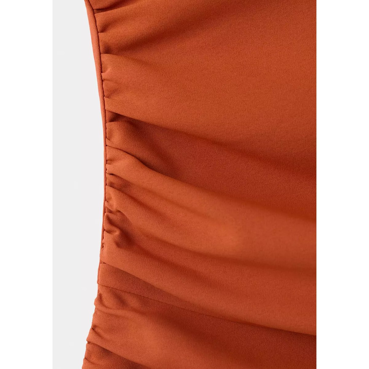 Robe asymétrique froncée orange, MANGO