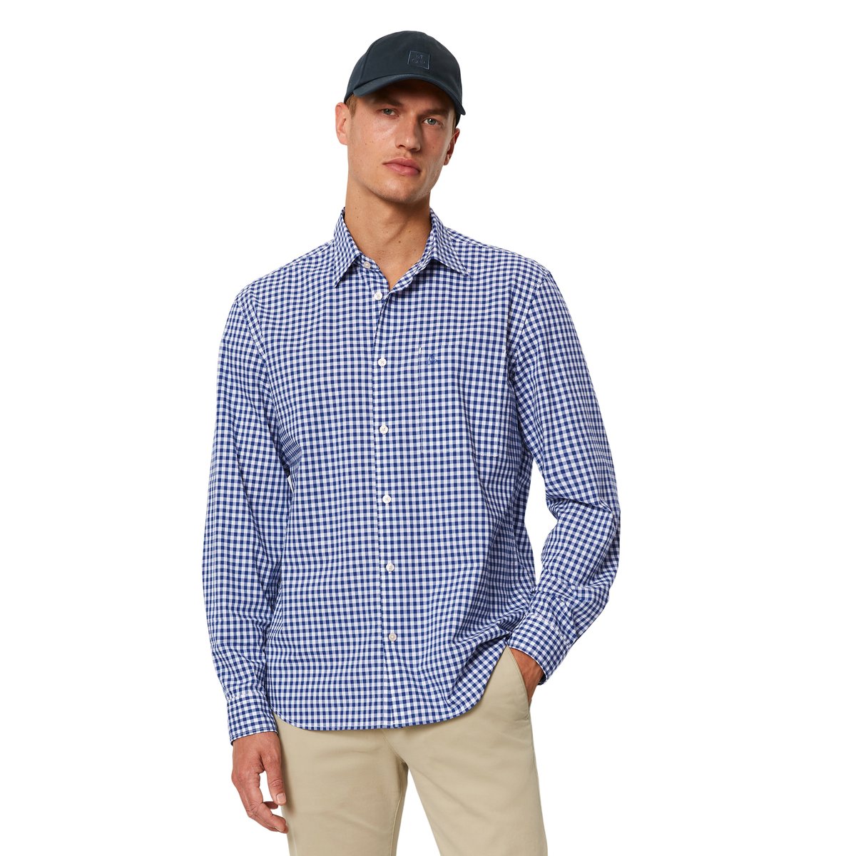 Chemise regular en pur coton biologique bleu, MARC O'POLO