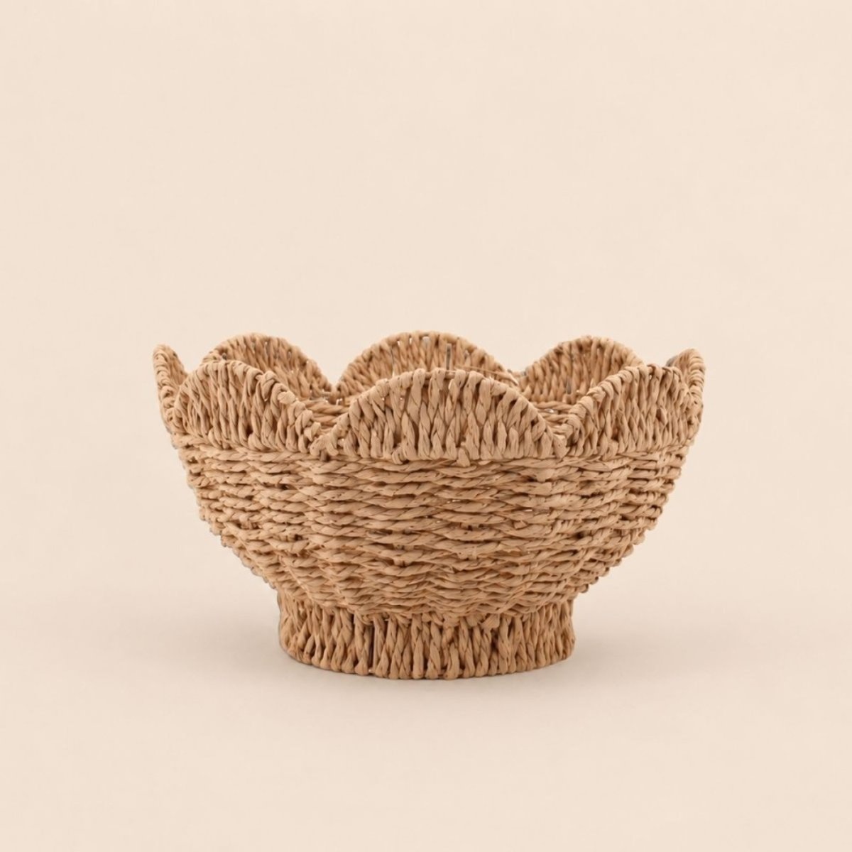 Set de 2 corbeilles en forme de fleur en corde de papier naturel, ORNAMI