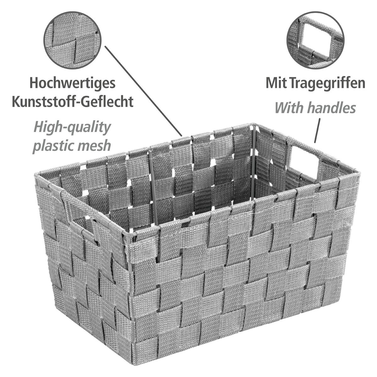 Panier de rangement salle de bain ADRIA gris, WENKO