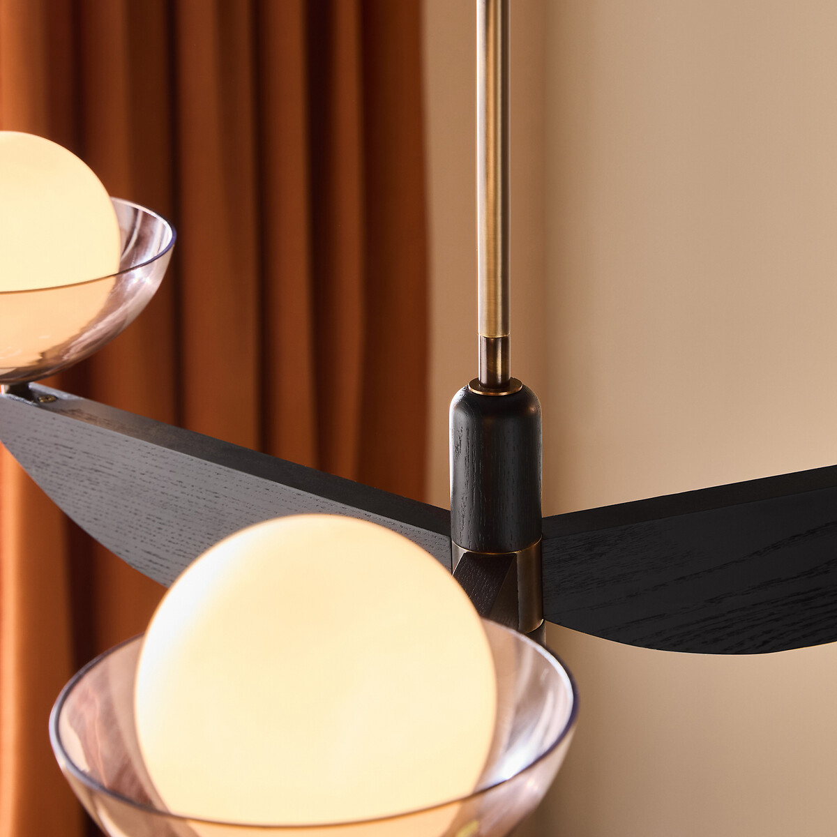 MADE.COM Layla 3-Light Opal Globe Pendant Light black, MADE