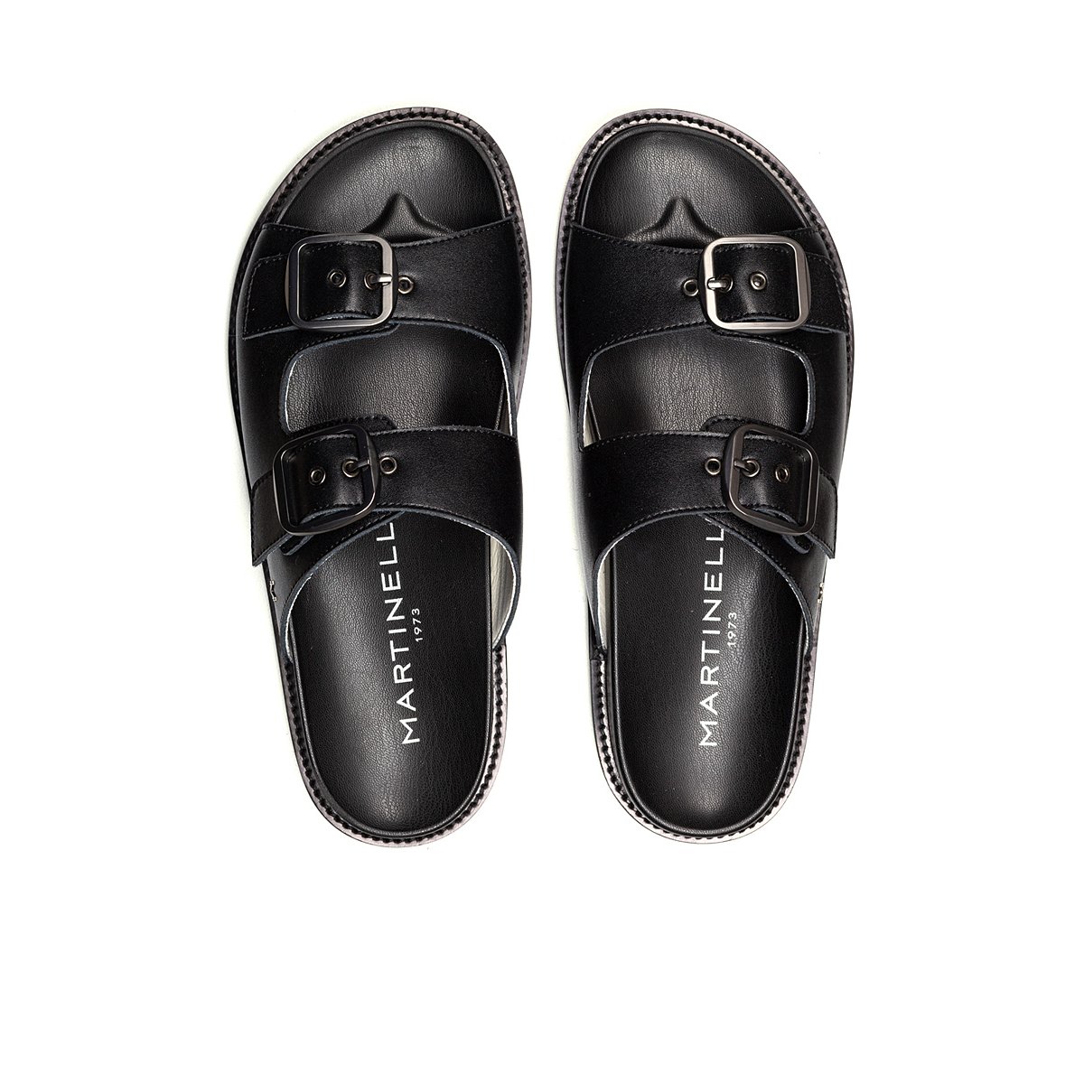 Sandales plates cuir Grant black, MARTINELLI